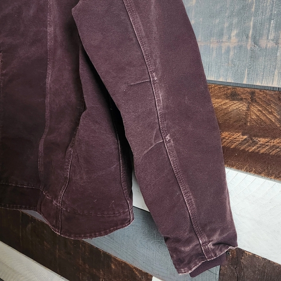 Carhartt Y2K Purple Brown Heavy Hooded Chore Utility Coat RN 14806 Size Small - Picture 8 of 14